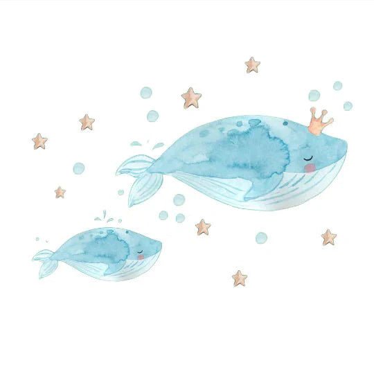 Vinilo Infantil Ballenas Sueños de Cigüeña - Nanetes